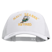 Licensed US Navy Seabee Retired Embroidered Retro Trucker Cap - White OSFM