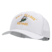 Licensed US Navy Seabee Retired Embroidered Retro Trucker Cap - White OSFM