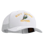 Licensed US Navy Seabee Retired Embroidered Retro Trucker Cap - White OSFM