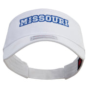 Missouri Typography Logo Embroidered Cotton Twill Sun Visor - White OSFM