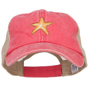 Starfish Embroidered Washed Trucker Cap