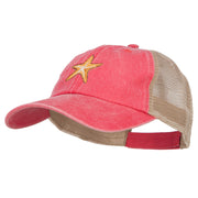 Starfish Embroidered Washed Trucker Cap