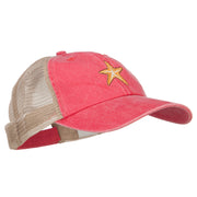 Starfish Embroidered Washed Trucker Cap