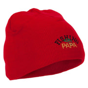 Fishing Papa Design Embroidered 8 Inch Knitted Short Beanie