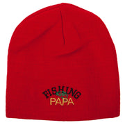 Fishing Papa Design Embroidered 8 Inch Knitted Short Beanie