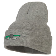 M-16 Rifle Embroidered Long Knitted Beanie