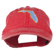 Florida State Map Embroidered Washed Cap