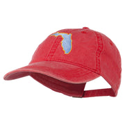 Florida State Map Embroidered Washed Cap