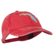 Florida State Map Embroidered Washed Cap