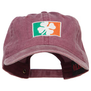 Ireland Flag with Shamrock Embroidered Washed Cap