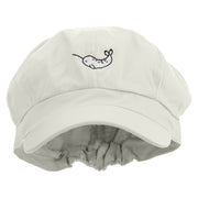 Cute Narwhal Embroidered Cotton Elastic Newsboy Cap - White OSFM