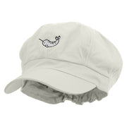 Cute Narwhal Embroidered Cotton Elastic Newsboy Cap - White OSFM