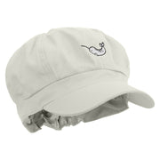 Cute Narwhal Embroidered Cotton Elastic Newsboy Cap - White OSFM