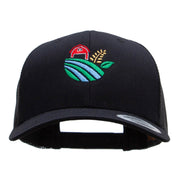 Farm Scape Embroidered Retro Trucker Cap