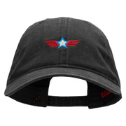 Flying Star Embroidered Washed Cotton Brass Buckle Cap