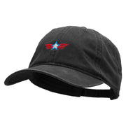 Flying Star Embroidered Washed Cotton Brass Buckle Cap