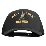 Licensed US Navy Seabee Retired Embroidered Retro Trucker Cap - Black OSFM