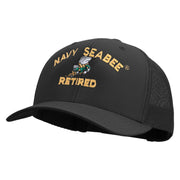 Licensed US Navy Seabee Retired Embroidered Retro Trucker Cap - Black OSFM