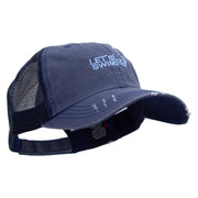 Let's Swim Logo Embroidered Low Profile Special Cotton Mesh Cap - Navy OSFM