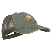 Starfish Embroidered Washed Trucker Cap