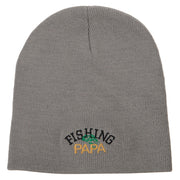 Fishing Papa Design Embroidered 8 Inch Knitted Short Beanie