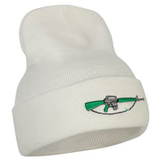 M-16 Rifle Embroidered Long Knitted Beanie