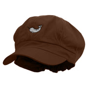 Cute Narwhal Embroidered Cotton Elastic Newsboy Cap - Brown OSFM