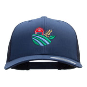 Farm Scape Embroidered Retro Trucker Cap