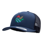 Farm Scape Embroidered Retro Trucker Cap