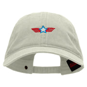 Flying Star Embroidered Washed Cotton Brass Buckle Cap