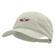 Flying Star Embroidered Washed Cotton Brass Buckle Cap