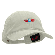 Flying Star Embroidered Washed Cotton Brass Buckle Cap