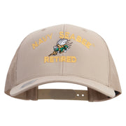 Licensed US Navy Seabee Retired Embroidered Retro Trucker Cap - Khaki OSFM