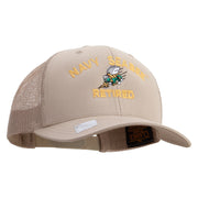 Licensed US Navy Seabee Retired Embroidered Retro Trucker Cap - Khaki OSFM