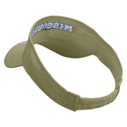 Missouri Typography Logo Embroidered Cotton Twill Sun Visor - Khaki OSFM