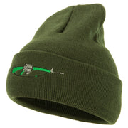 M-16 Rifle Embroidered Long Knitted Beanie