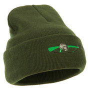 M-16 Rifle Embroidered Long Knitted Beanie