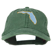 Florida State Map Embroidered Washed Cap