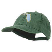 Florida State Map Embroidered Washed Cap