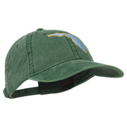 Florida State Map Embroidered Washed Cap