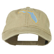 Florida State Map Embroidered Washed Cap