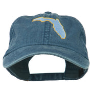 Florida State Map Embroidered Washed Cap