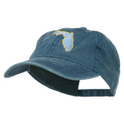 Florida State Map Embroidered Washed Cap