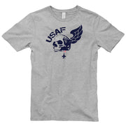 USAF Winged Skull Graphic Design Short Sleeve Cotton Jersey T-Shirt