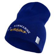 Golden US Submarine Symbol Embroidered Heavyweight Classic Knit Short Beanie - Royal OSFM