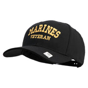 Marines Veteran Embroidered 6 Panel Structured Cotton Twill Cap Made in USA - Black OSFM