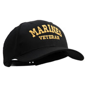 Marines Veteran Embroidered 6 Panel Structured Cotton Twill Cap Made in USA - Black OSFM