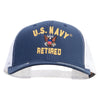 Licensed US Navy Retired Embroidered Contrast Trucker Cap - Navy-White OSFM