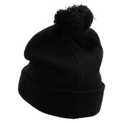 Colorado Logo Embroidered Pom Acrylic Cuff Long Beanie - Black OSFM