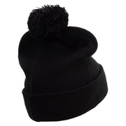 Colorado Logo Embroidered Pom Acrylic Cuff Long Beanie - Black OSFM